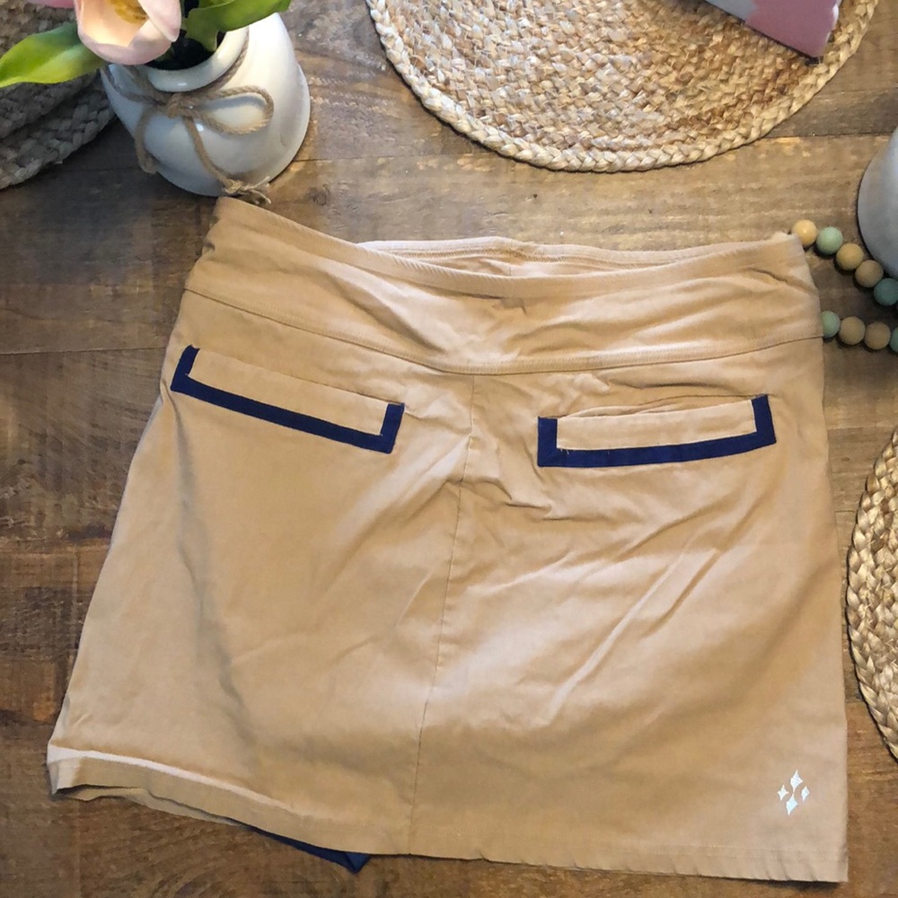 Tan stretchy golf skort